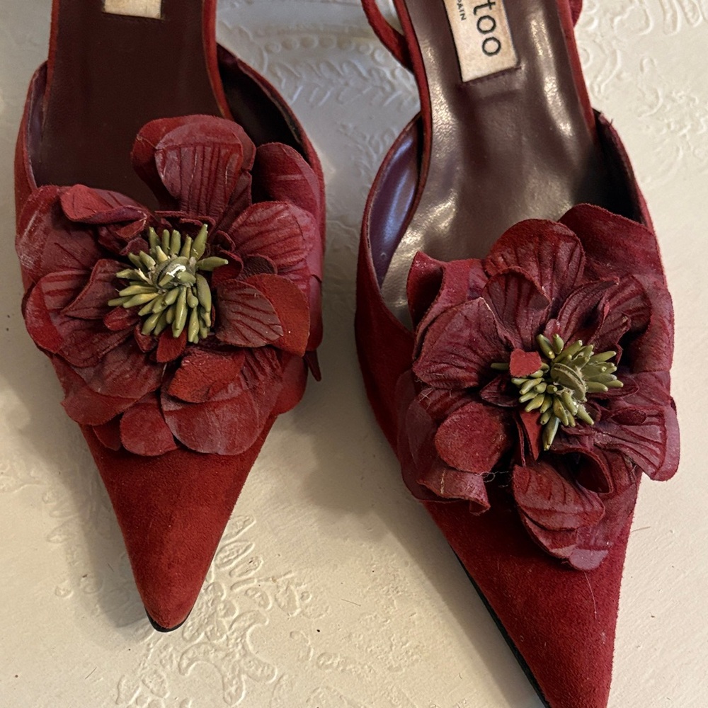Elegant Red Floral Women's Shoes